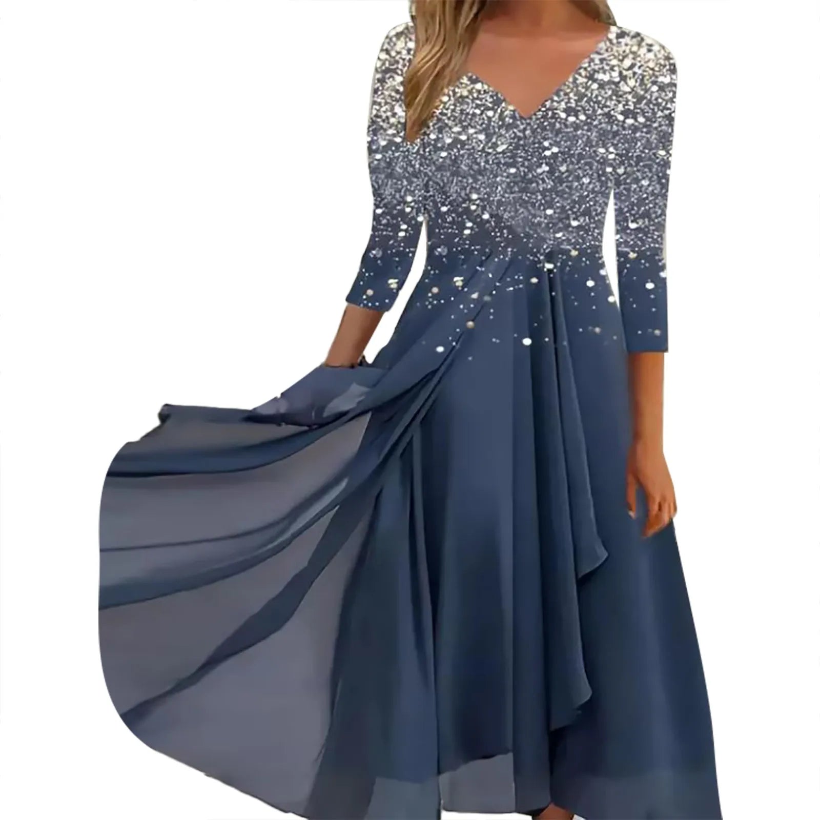 Floral Print Lace Half Sleeve A-Line Maxi Dress