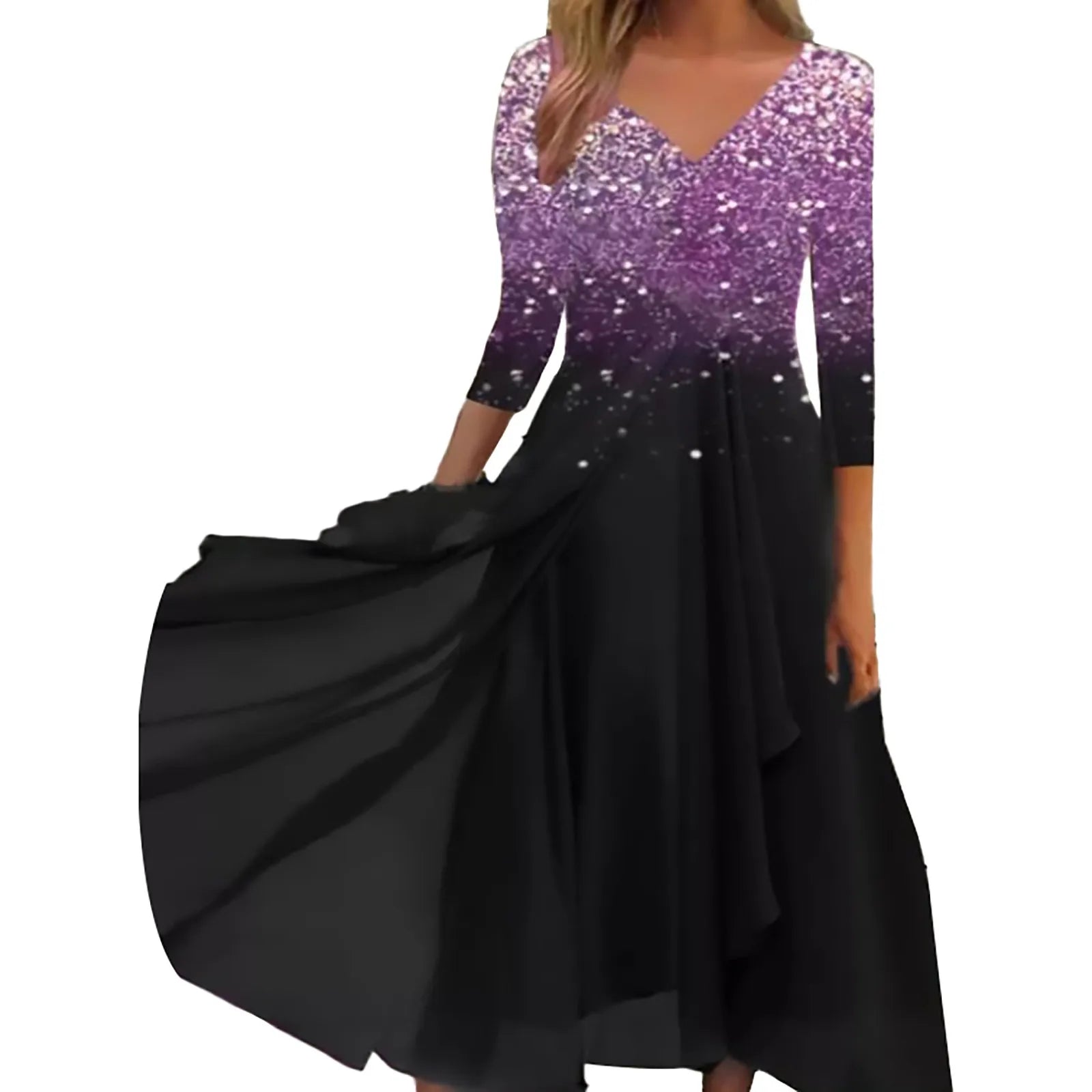 Floral Print Lace Half Sleeve A-Line Maxi Dress