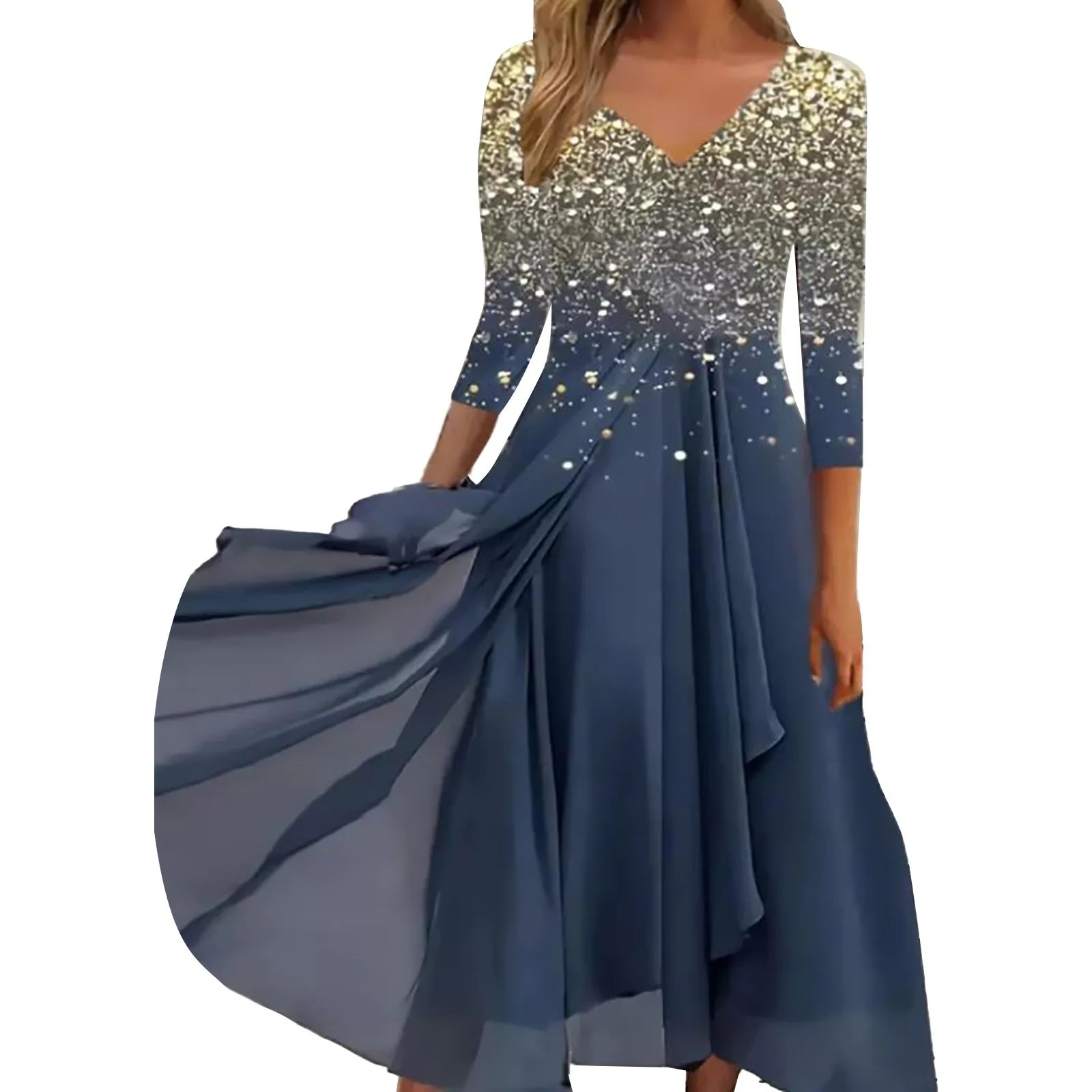 Floral Print Lace Half Sleeve A-Line Maxi Dress
