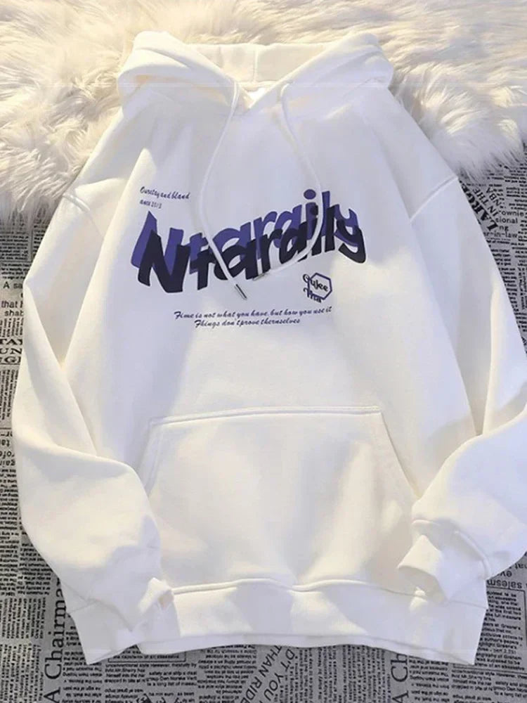 Layered Letter Slogan Print Drawstring Fleece Pullover Hoodie 10