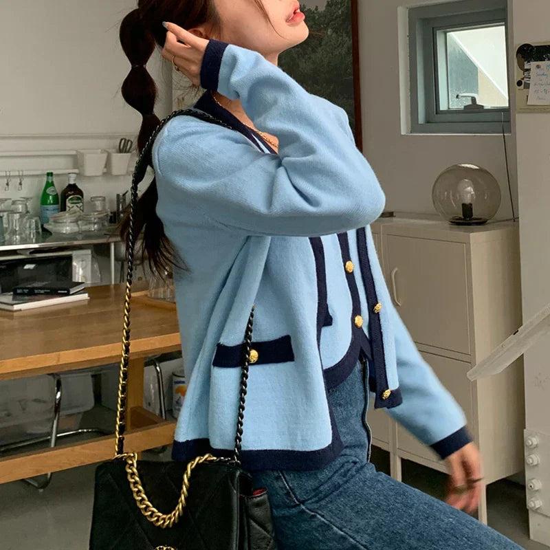 V-neck Long Sleeve Knitted Cardigan