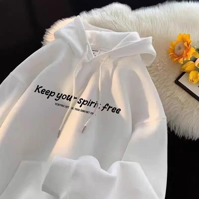 Slogan Letter Print Drawstring Kangaroo Pocket Pullover Hoodie 4