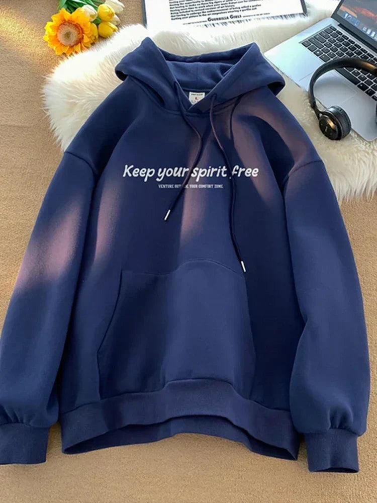 Slogan Letter Print Drawstring Kangaroo Pocket Pullover Hoodie 14