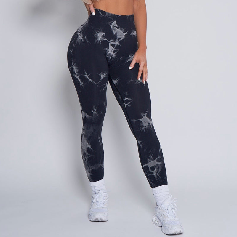 New Lightning Marble Scrunch Butt Leggings Black / Xs