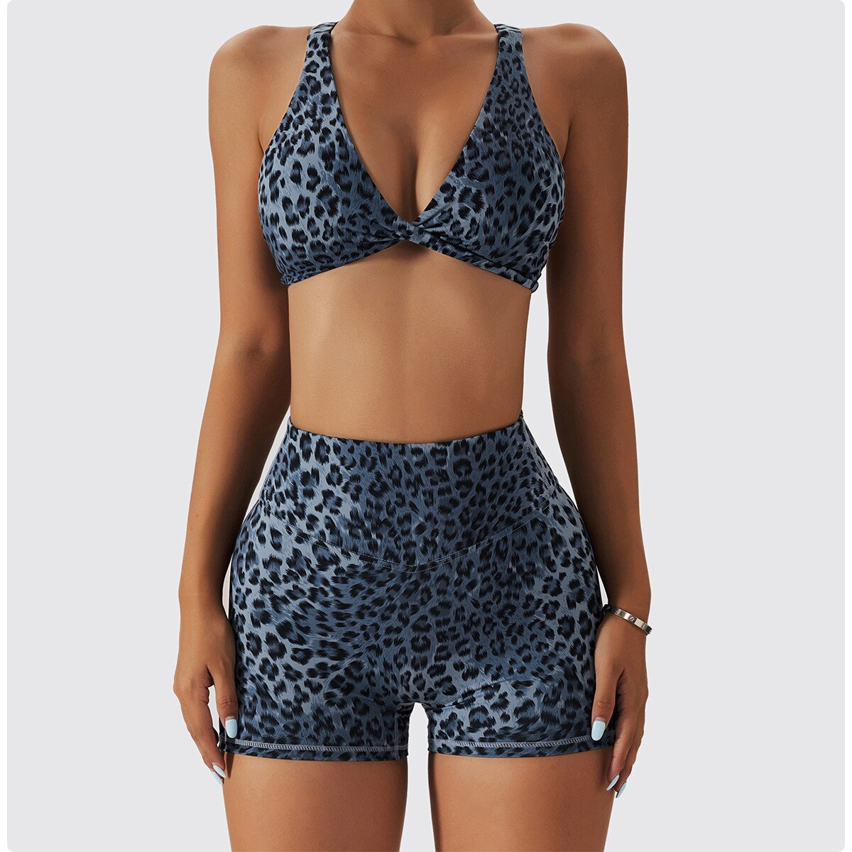 Leopard Print V-Neck Sports Bra and High Waist Leggings Two Piece Set 11