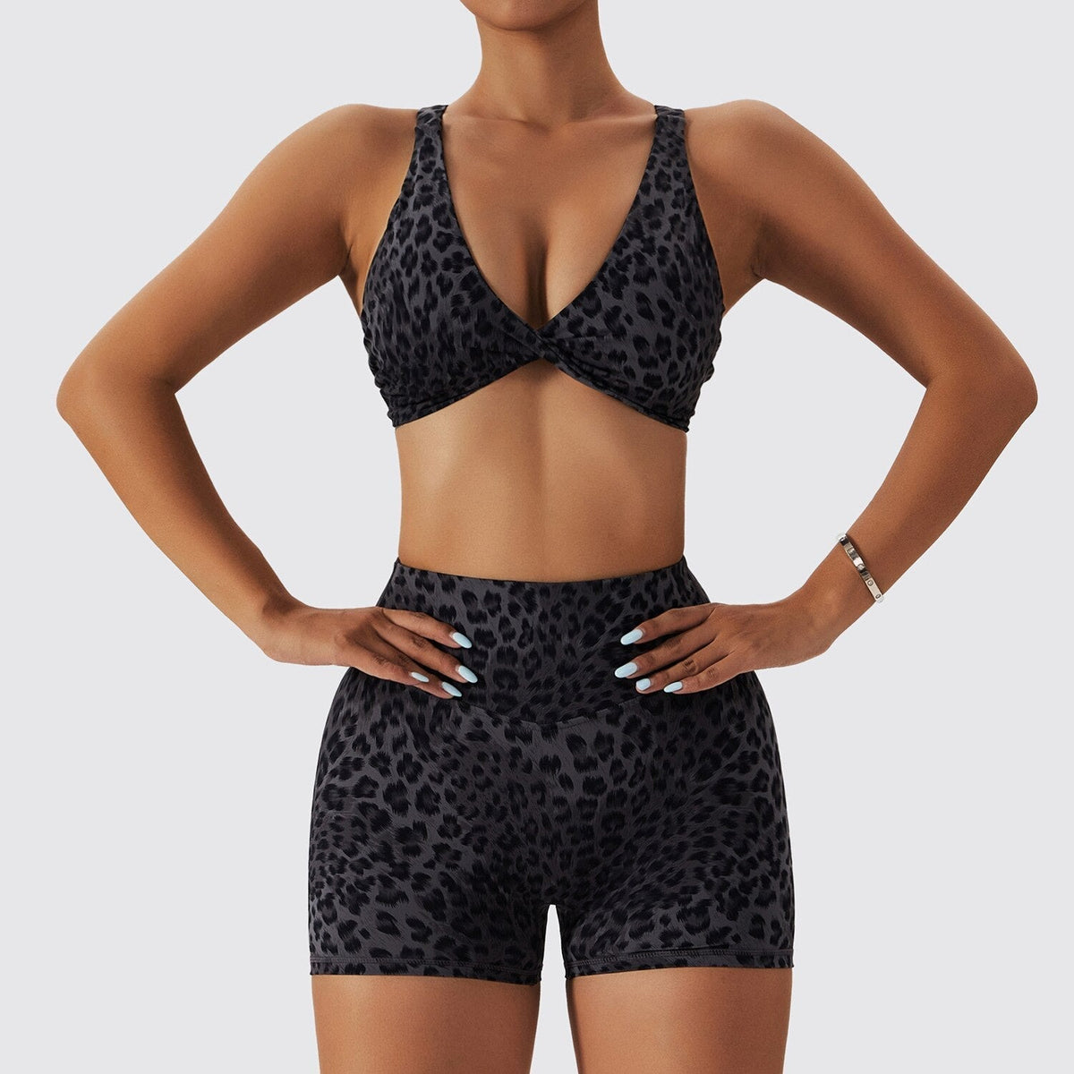 Leopard Print V-Neck Sports Bra and High Waist Leggings Two Piece Set 12