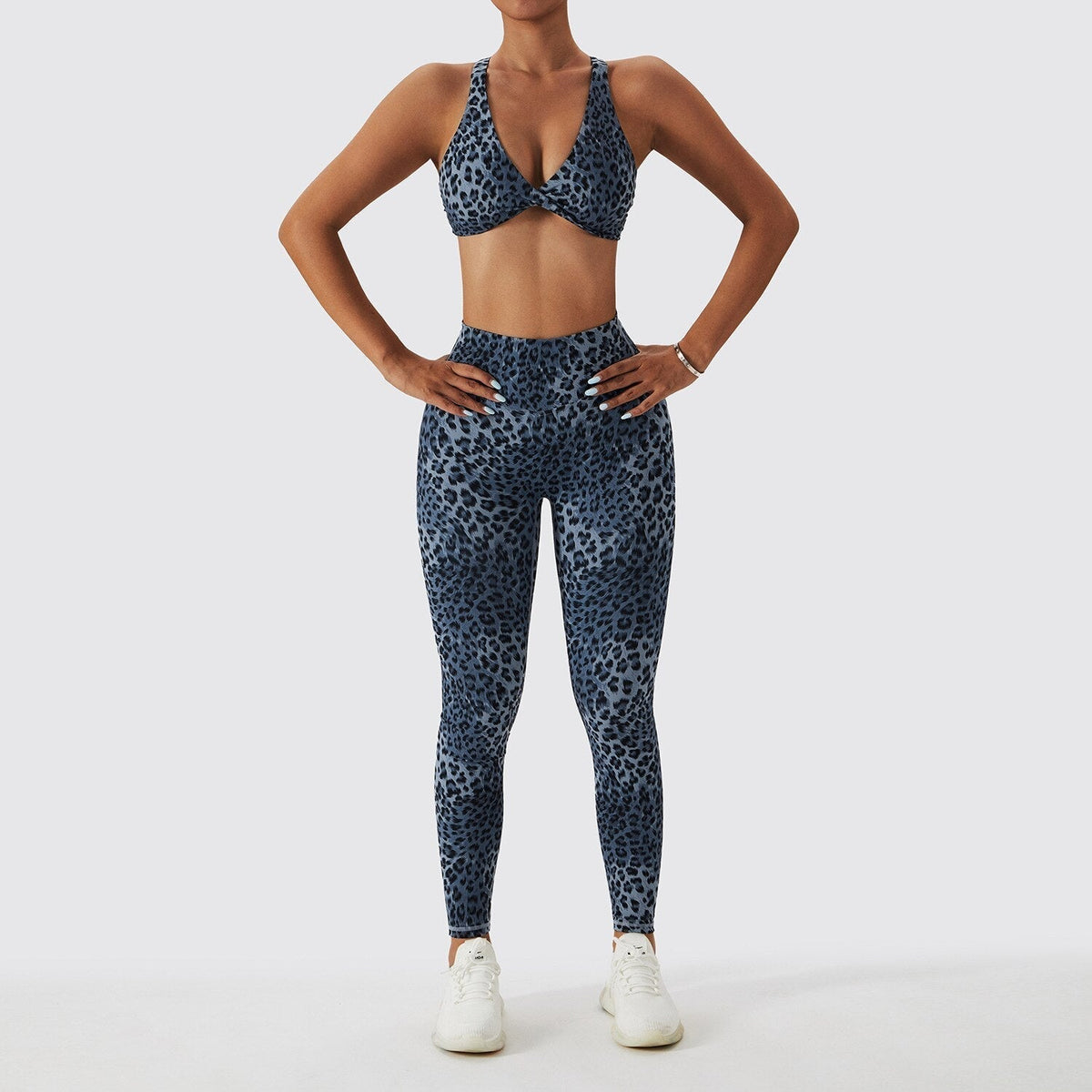 Leopard Print V-Neck Sports Bra and High Waist Leggings Two Piece Set 8