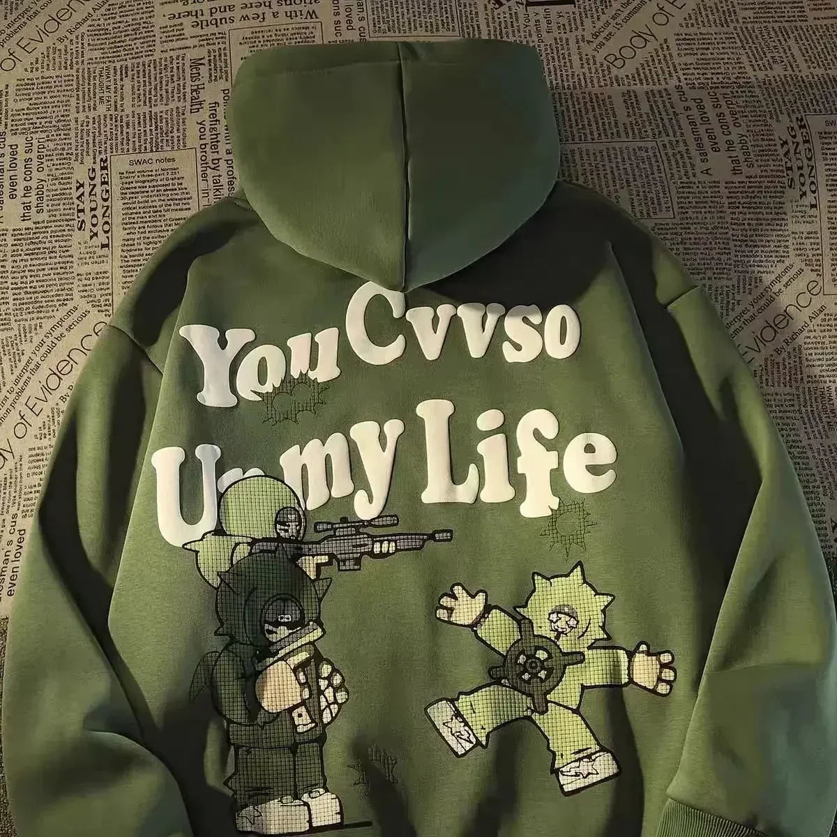 Gothic Letter Back Print Oversized Pullover Hoodie 6