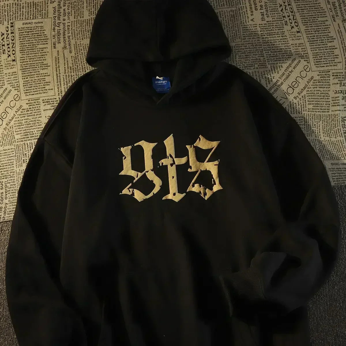 Gothic Letter Back Print Oversized Pullover Hoodie 3