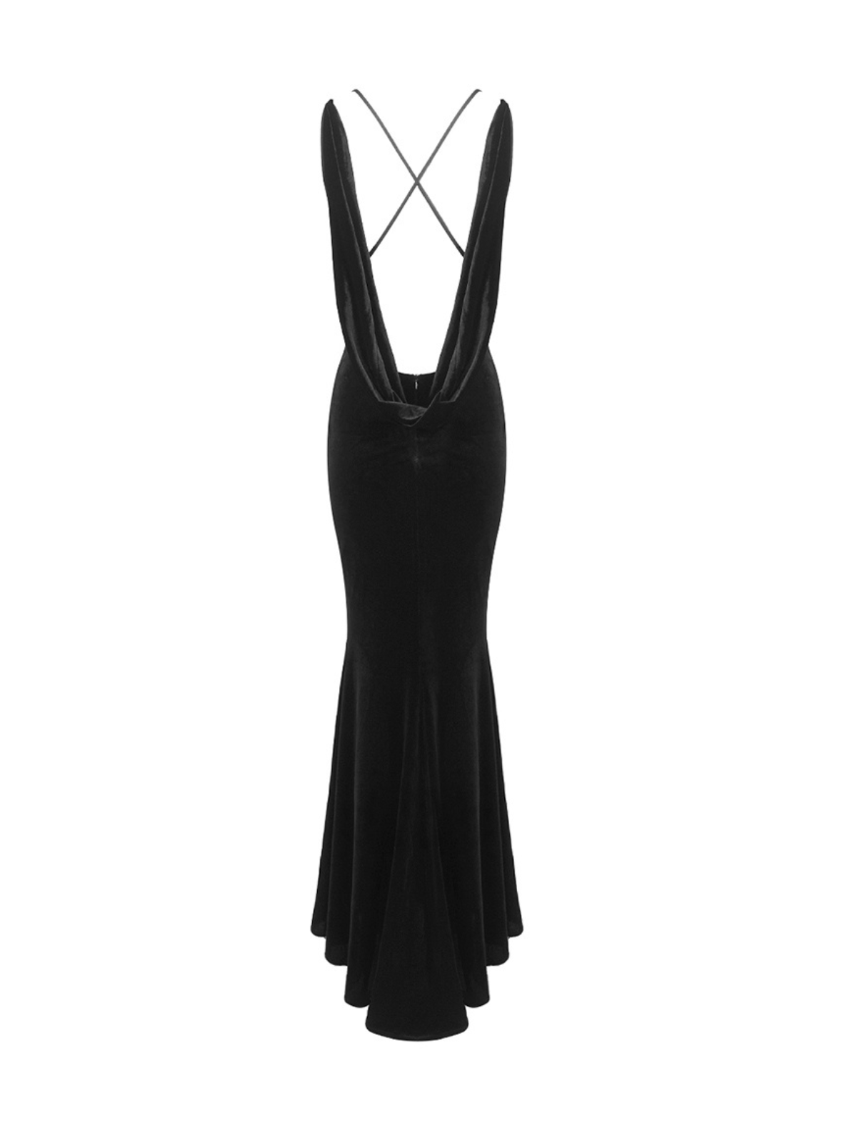 Plunge Neck Flower Velvet Maxi Dress - View 8
