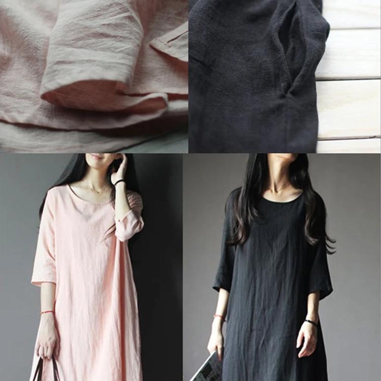 Nude Pink Linen Maxi Dress Oversize Linen Sundress Summer Casual Linen Clothing
