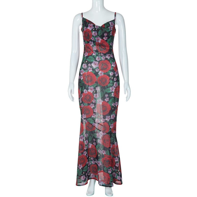 Floral Cowl Neck Spaghetti Strap Slip Maxi Dress 5