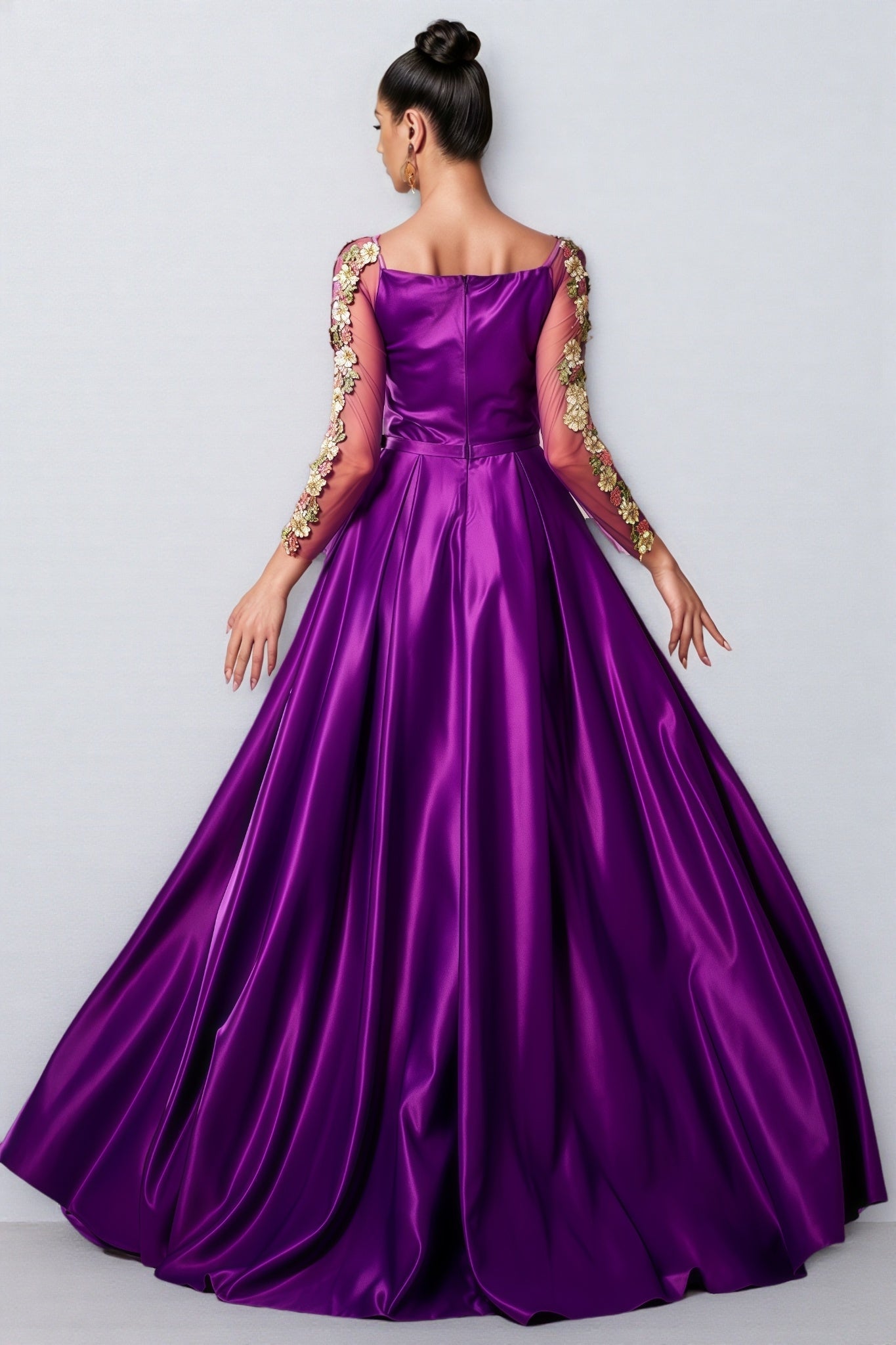 Eira Long Sleeve Applique Maxi Dress - View 7