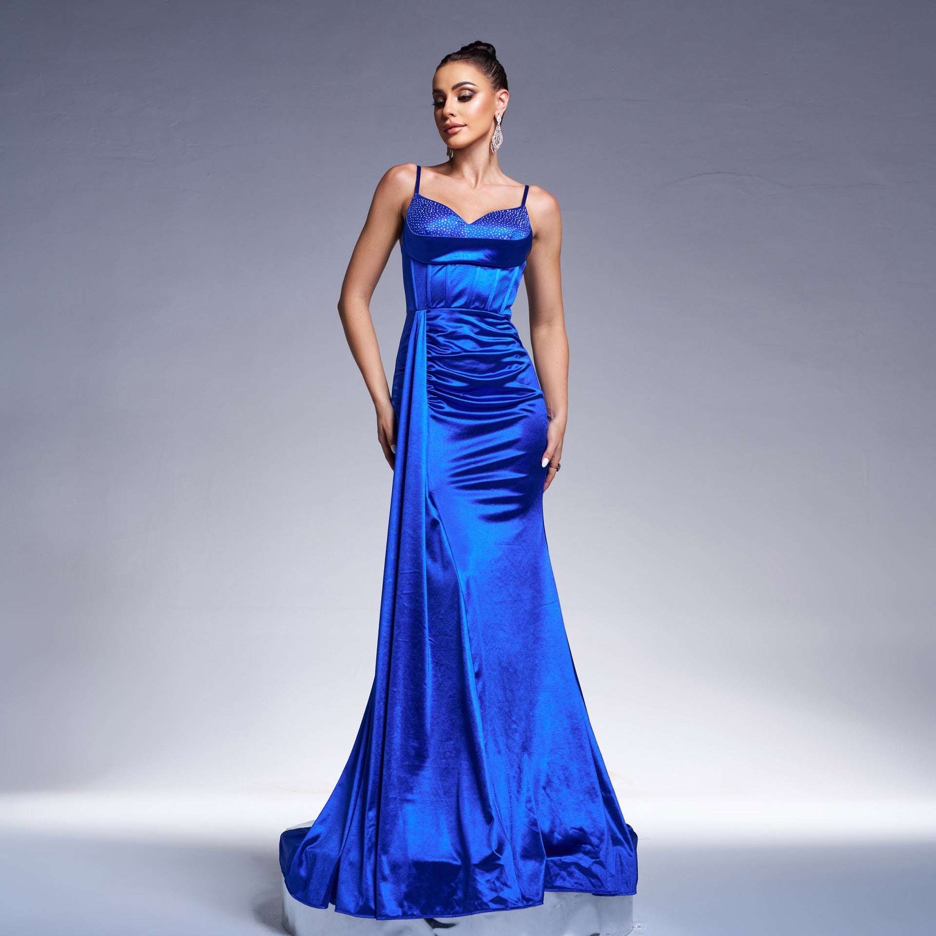 High Grade Sling off-Neck Slim Waist Cocktail Fishtail Swing Evening Dress Dress Women