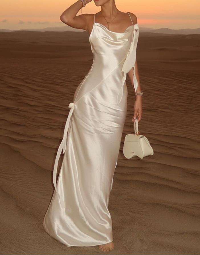 Satin Halter Maxi Dress - View 2