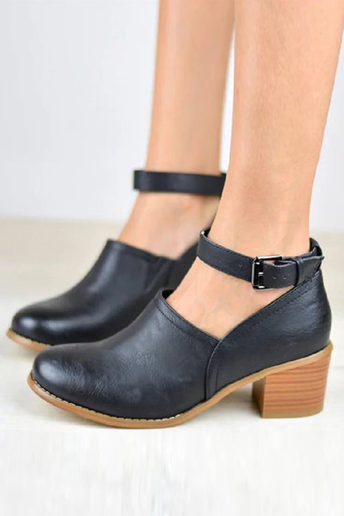 Ankle Strap Mid Heel Pumps