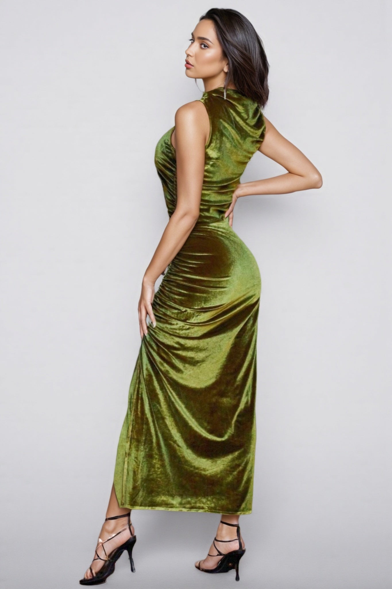 Iago Sleeveless Velvet Maxi Dress - View 4