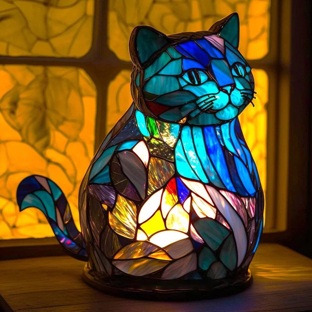 Stained Glass Cat Table Lamp