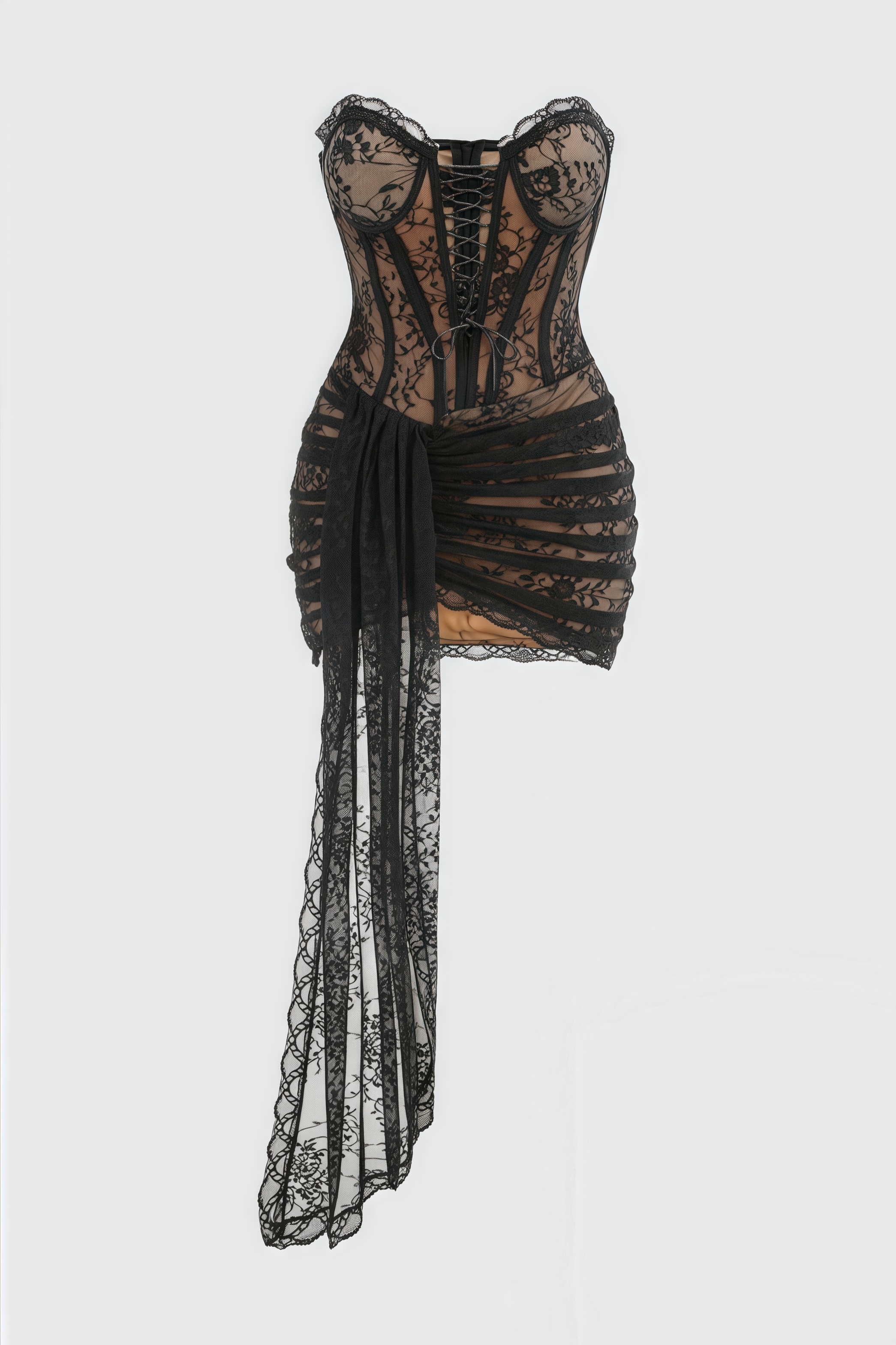 Barrs Sleeveless Strappy Lace Mini Dress - View 3