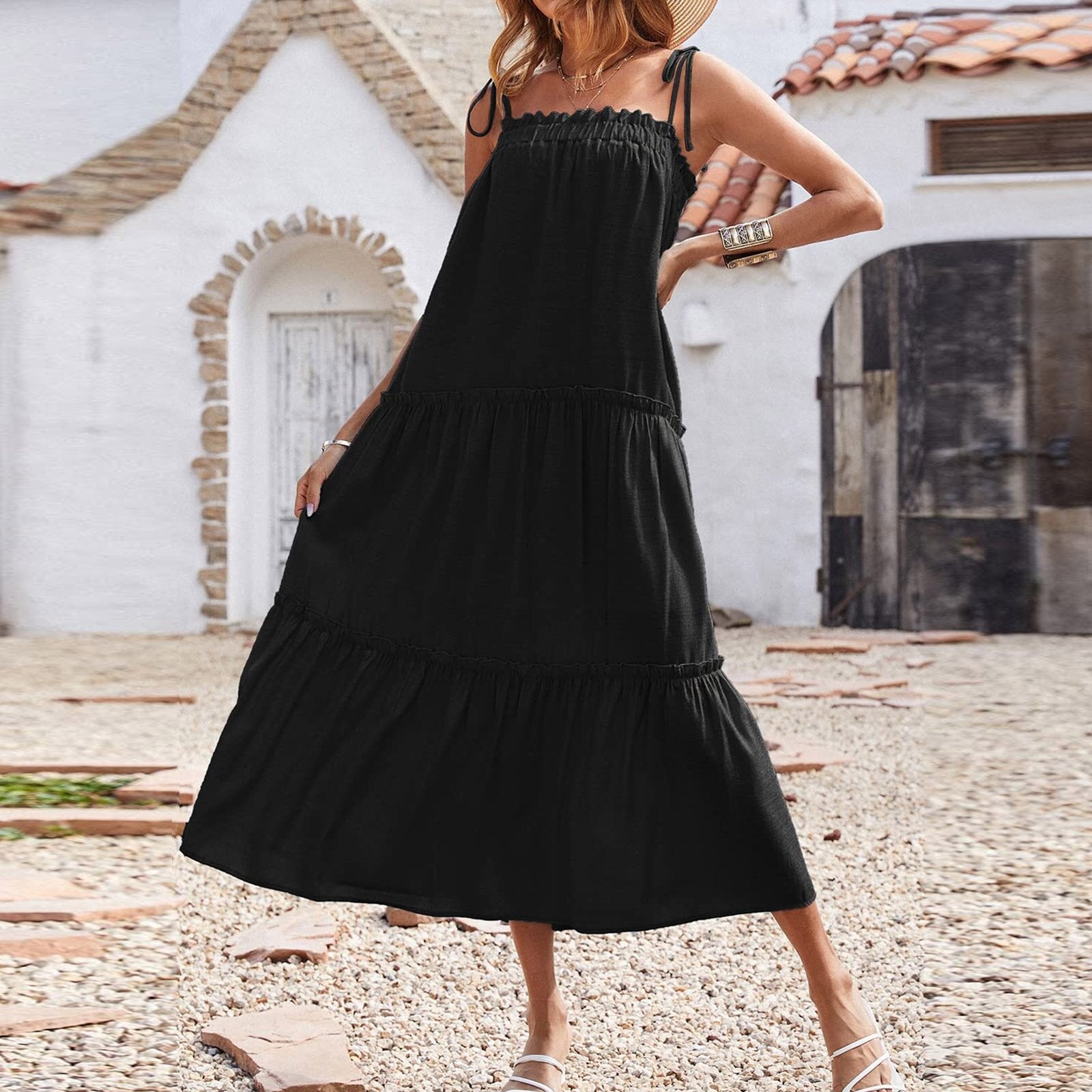 Young Love Ruffle Maxi Dress Black