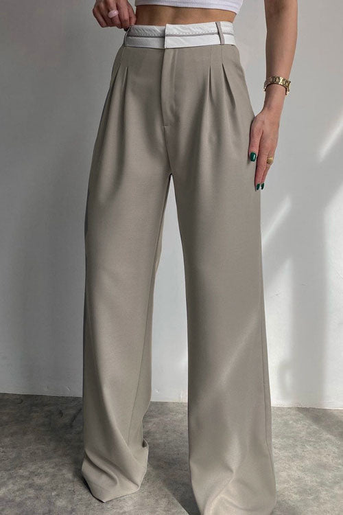 White Waist Drape Suit Pants