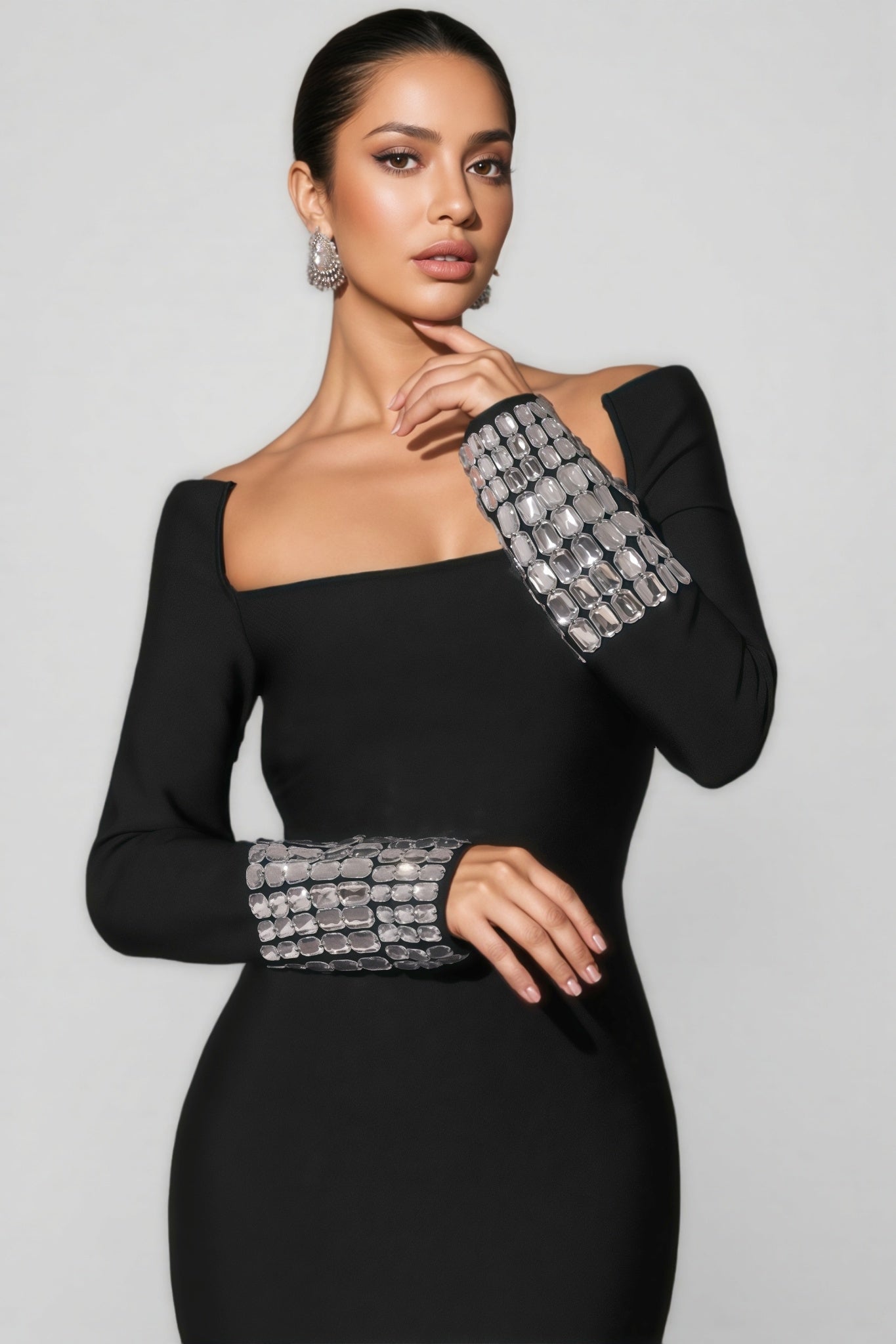 Log Square Diamond Square Neck Maxi Dress - View 4