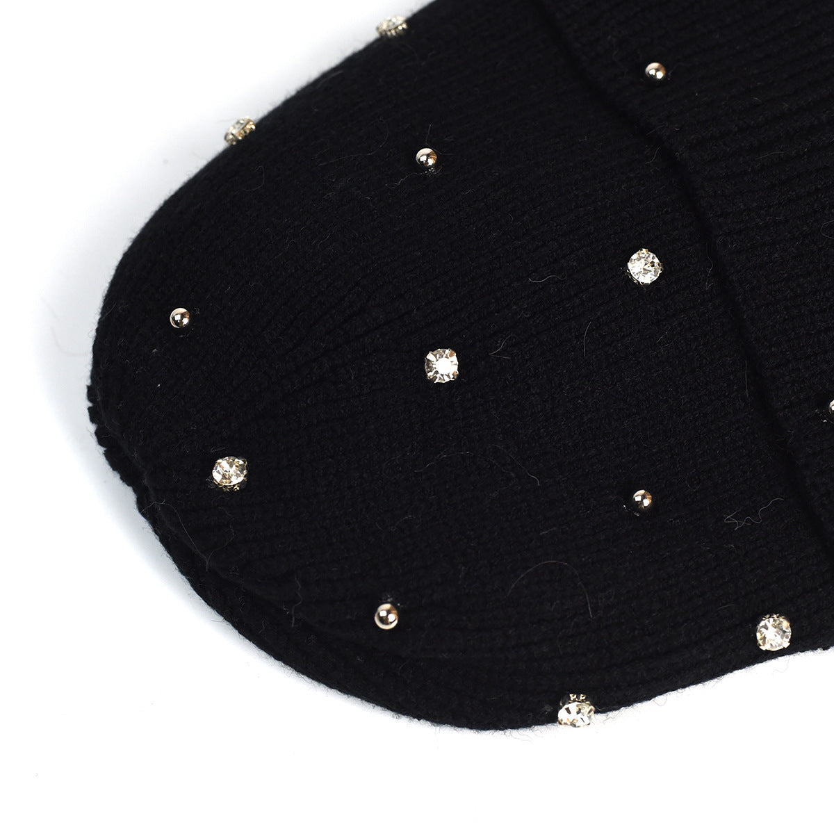 Rhinestone Ribbed Knit Beanie