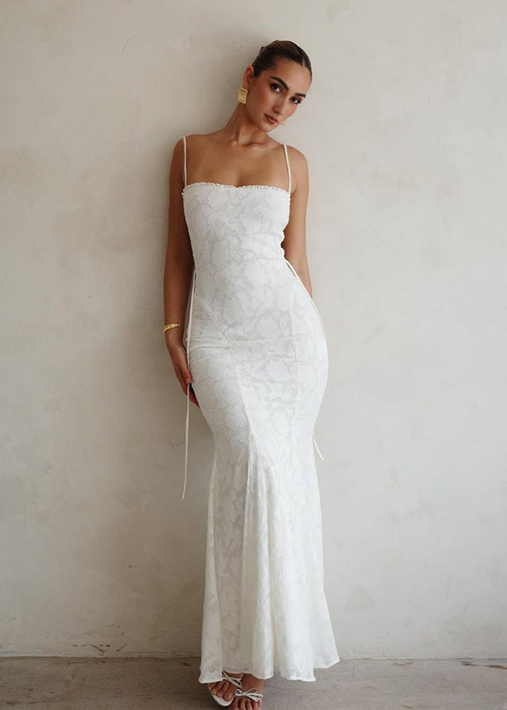 Seraphina Lace Back Satin Maxi Dress