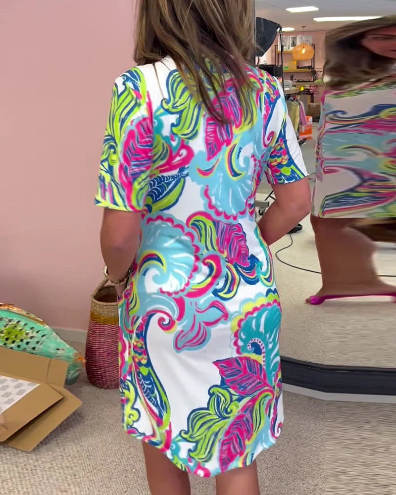 Nuria Aesthetic Colorful Patterned Summer Dress Designer Edit