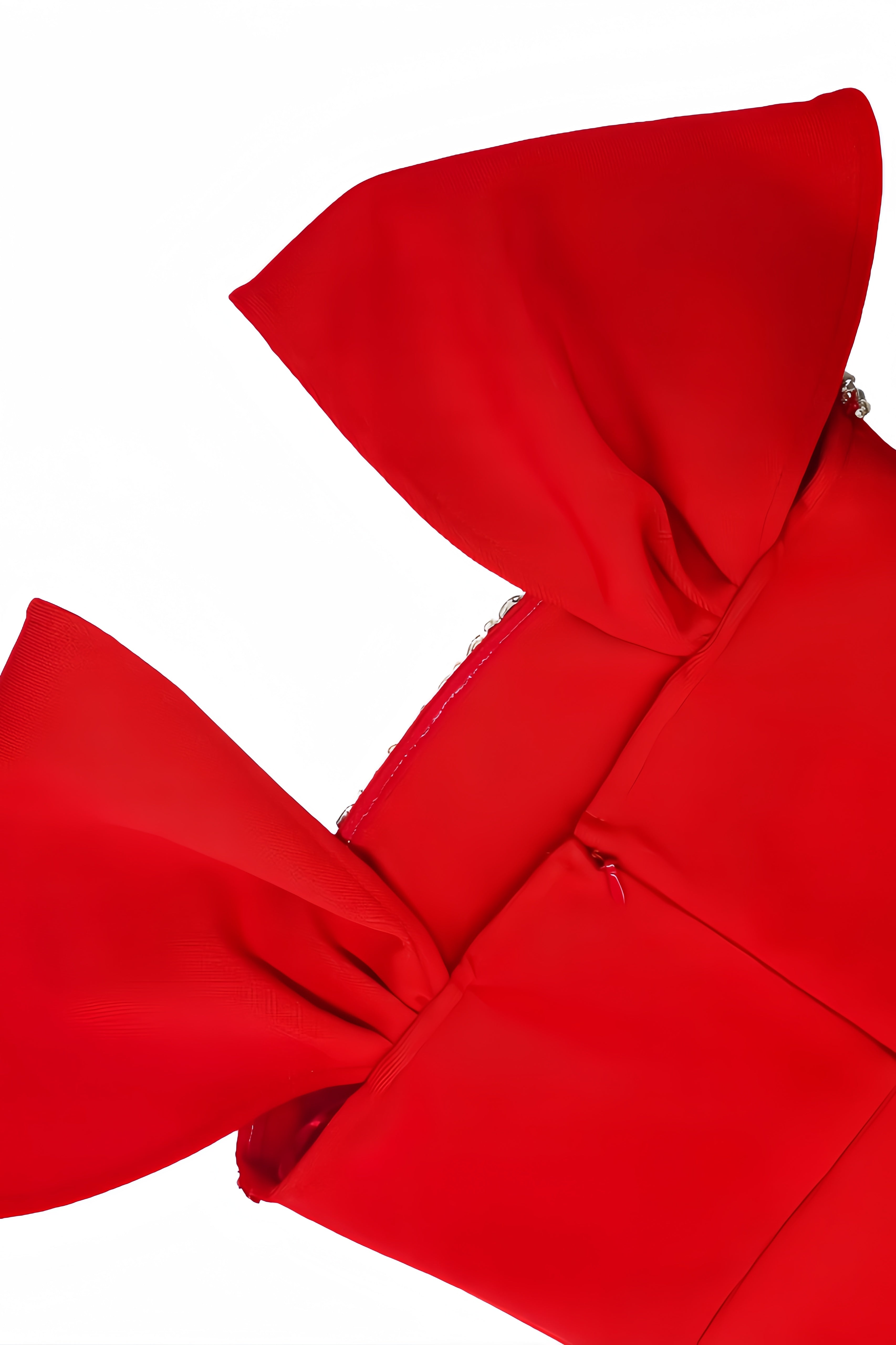 Crystal Trim Square Neck Petal Sleeve Bodycon Maxi Gown