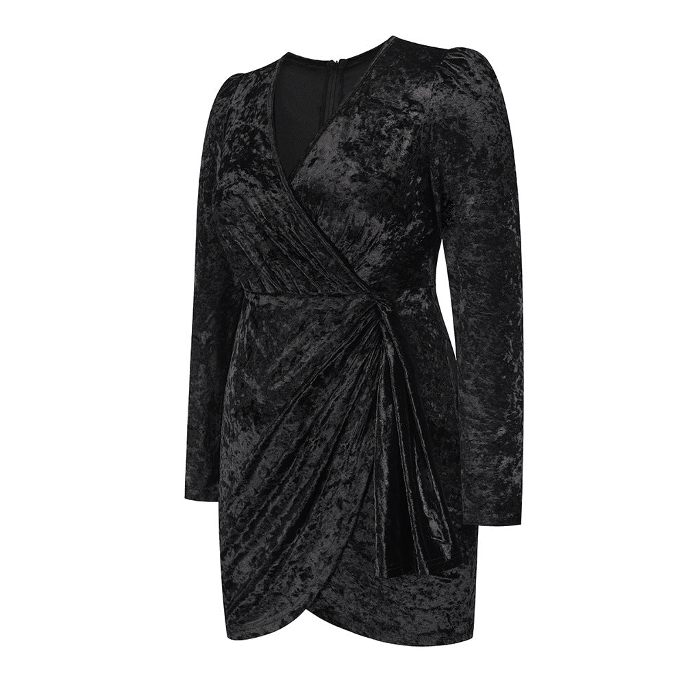 V Neck Antique Velvet Party Dress