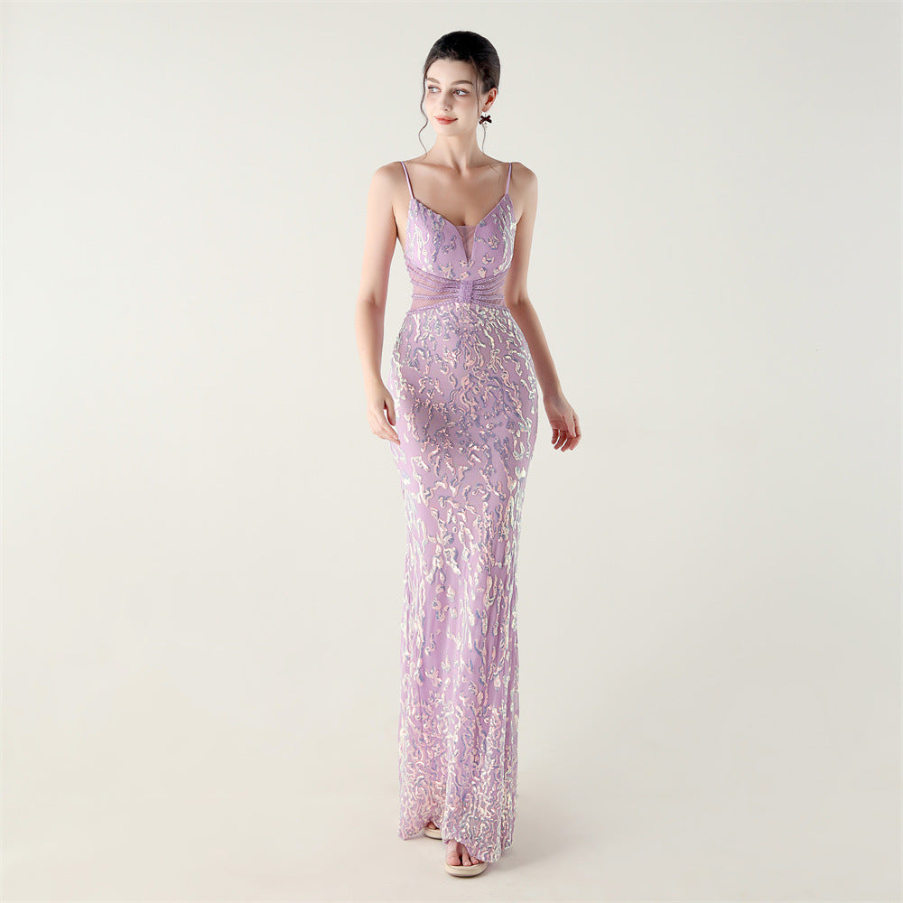 Mid Waist Deep V Plunge neck Sequin Evening Dress Beaded Hollow Out Cutout Mesh off the Shoulder Slim Fit Cocktail Shirt - FashionAxe