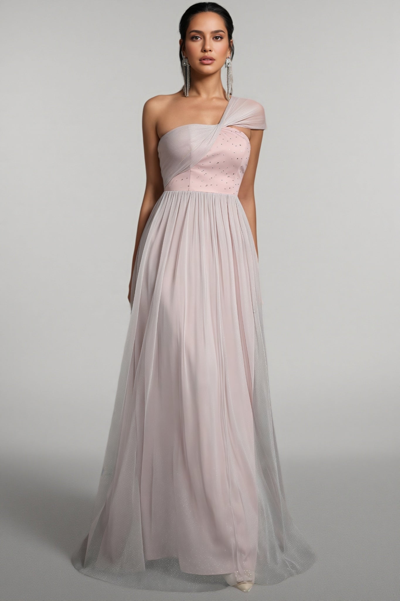 Ayven Pink One-Shoulder Mesh Maxi Dress - View 4