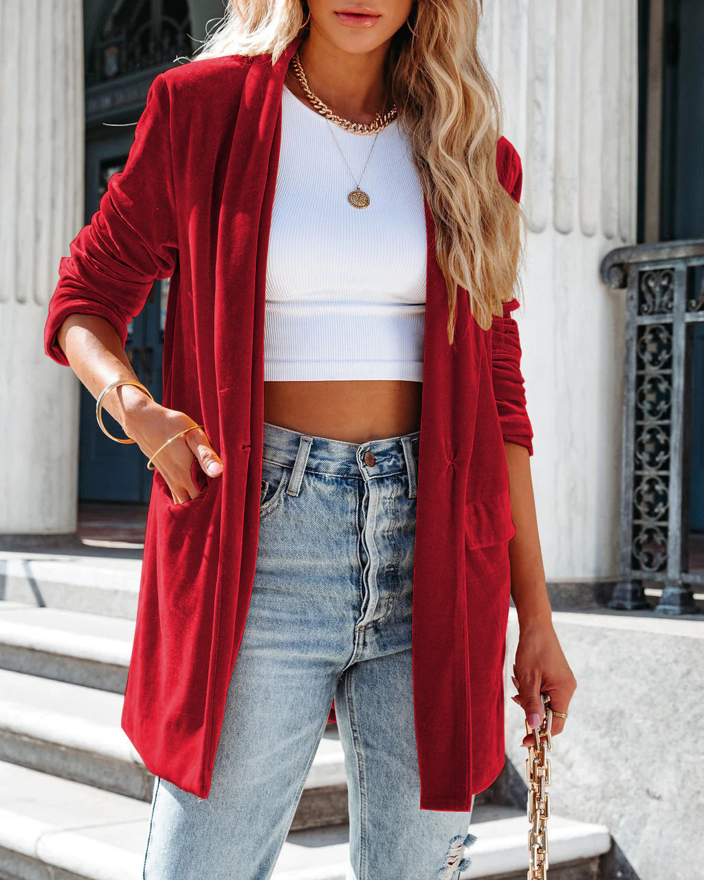 Don't Think Twice Velvet Cardigan Coat