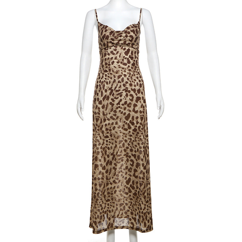 Leopard Aura Midi Dress - Brown