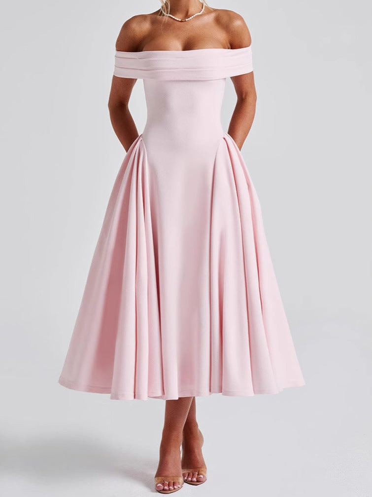 Off Shoulder Fit and Flare Midi Dress 7