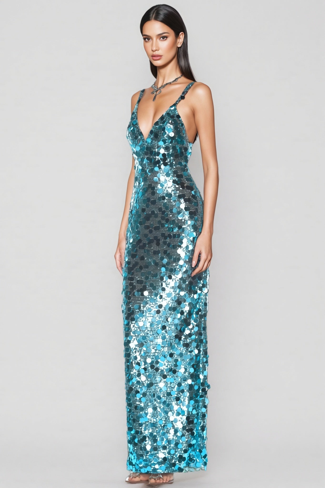 Ellis Sequin Deep V Strapless Maxi Dress - View 2