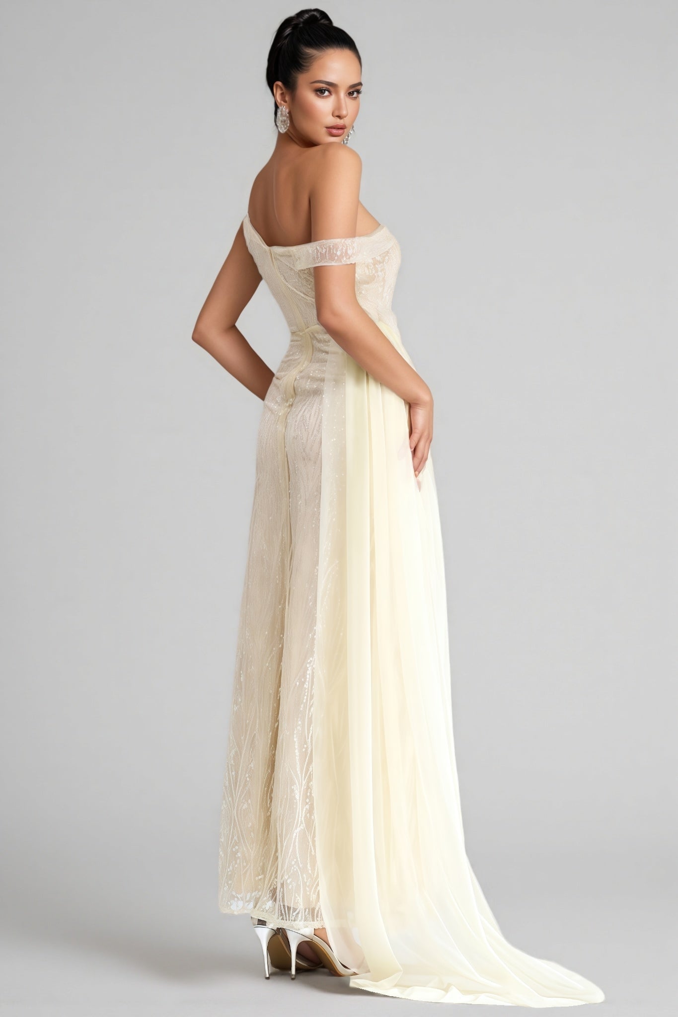 Cadie Strapless Split Mesh Maxi Dress - View 4