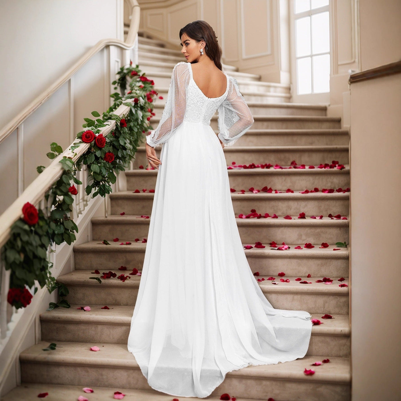 Lace Long Sleeve Dress Jumpsuit Lace Cocktail Wedding Dress - View 3