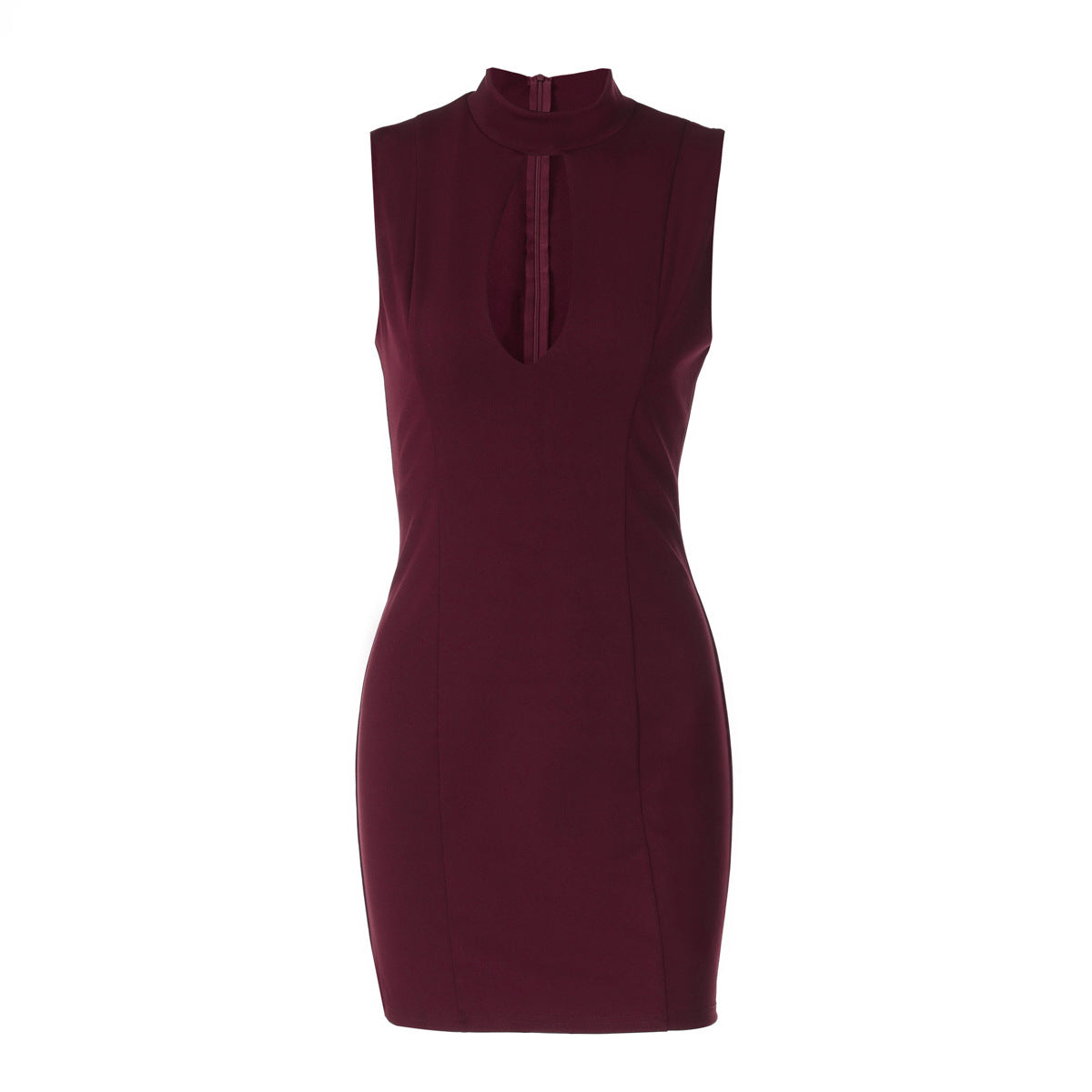 Mock Neck Sleeveless Keyhole Cut Out Bodycon Mini Dress 5