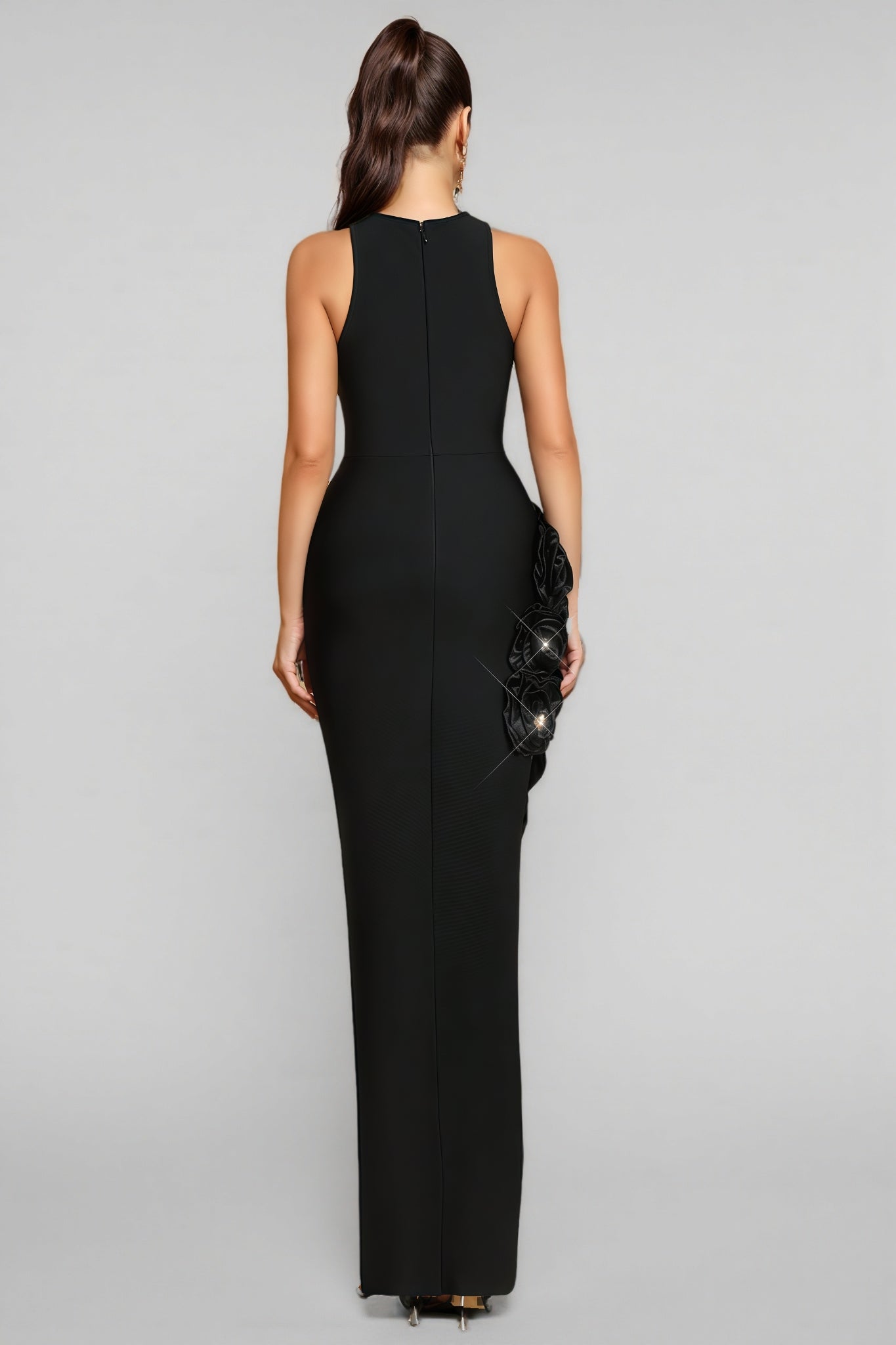 Noa Black 3D Floral Bandage Maxi Dress - View 7
