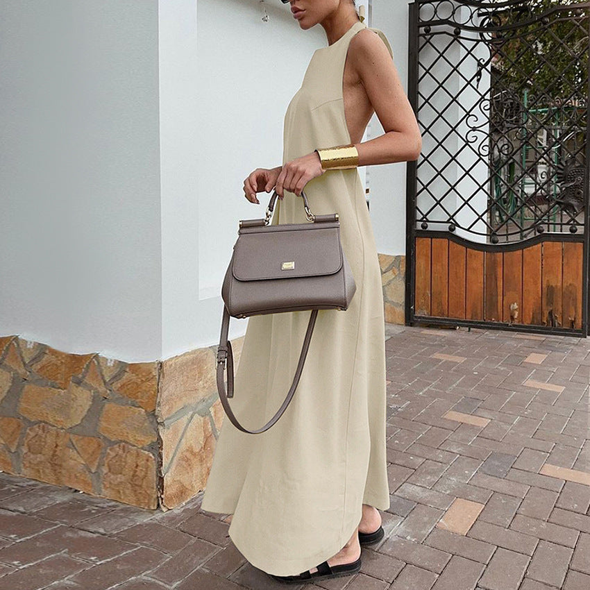 Halter Neck Sleeveless Loose Column Maxi Dress 3