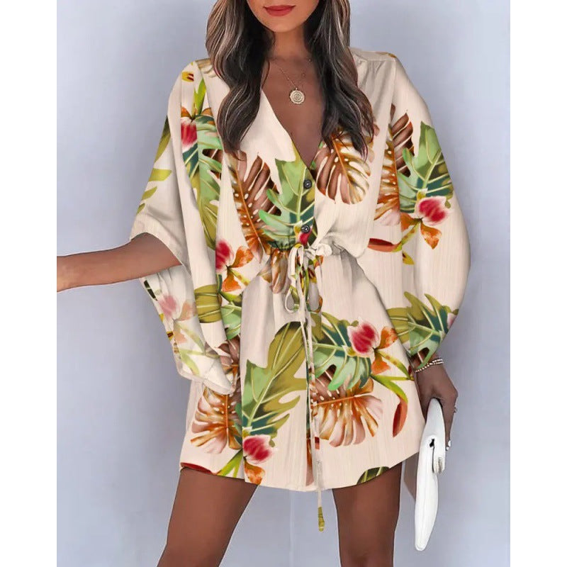 Brenda Statement Women's Floral Print Button Up Dress Elevated Occasion Wear