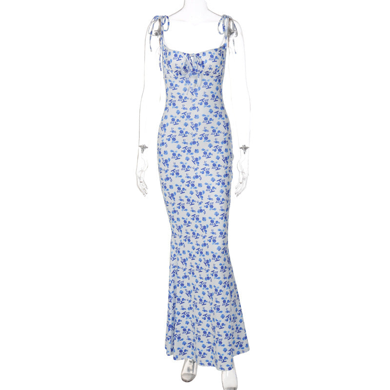 Small Floral Strap Large Swing Dress