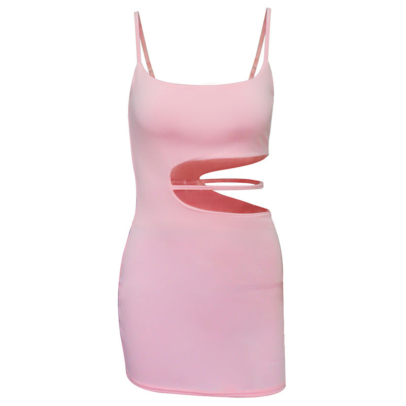 Asymmetric Square Neck Spaghetti Strap Side Cut Out Bodycon Mini Dress 5