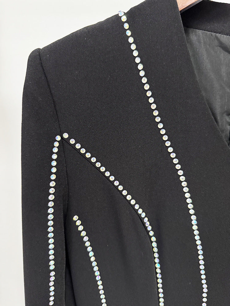 Luxrtp Black Rhinestone Maxi Dress - View 6