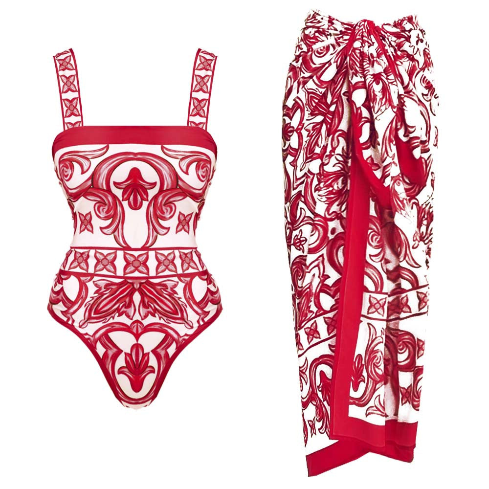 Seaside Rouge Swimsuit Set - Red