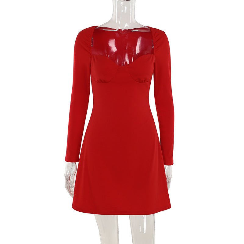 Sweetheart Neck Long Sleeve Bustier Bodycon Mini Dress 4