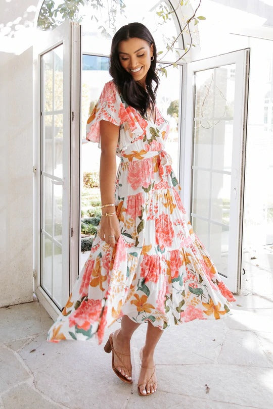 Taylen Satin Floral Cutout Maxi Dress - FINAL SALE