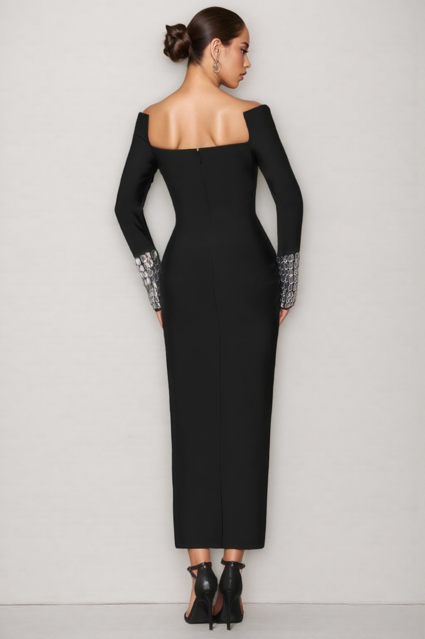 Log Square Diamond Square Neck Maxi Dress - View 5